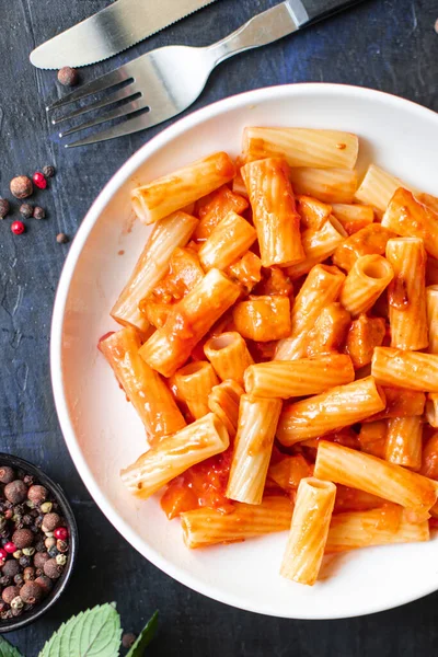 Pasta Sauce Tomato Dish Recipe Italian Food Table Meal Snack — Stock Photo, Image