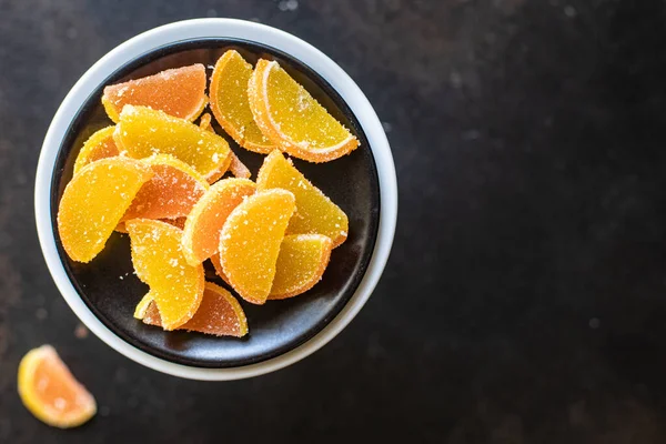 Jelly Candy Marmalade Slice Sweets Candys Citrus Orange Tangerine Grapefruit — Stock Photo, Image