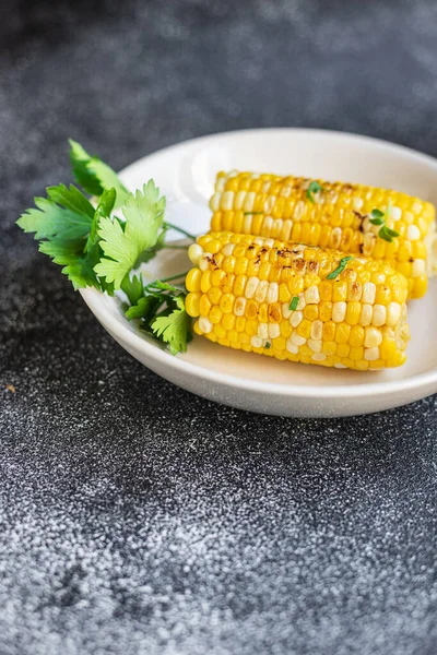 Pannocchia Grigliato Mais Fast Food Pasto Snack Copia Spazio Sfondo — Foto Stock