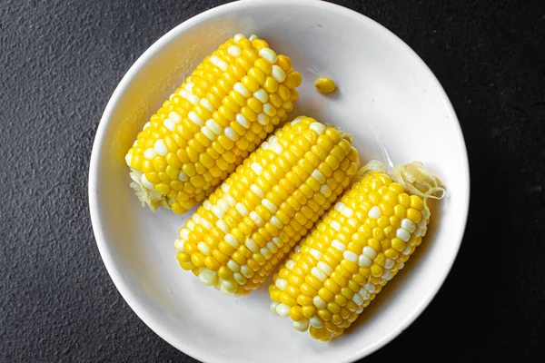 Kukorica Grillezett Kukorica Gyorsétkezés Snack Másolás Tér Háttér Rusztikus Felülnézet — Stock Fotó