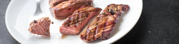 Steak Fleisch Grill Rindfleisch Gegrillt Grill Auf Dem Tisch Gesunde — Stockfoto