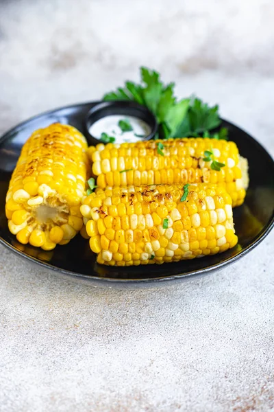 Maiskolben Gegrillt Mais Fast Food Mahlzeit Snack Kopie Raum Hintergrund — Stockfoto