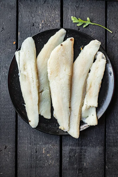 Fisch Zander Rohe Frische Meeresfrüchte Bio Produkt Seehecht Mehl Snack — Stockfoto