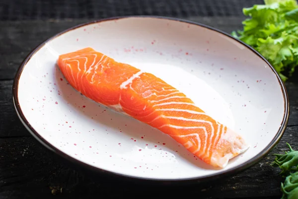 Salmon Red Fish Raw Seafood Meal Snack Copy Space Food — 스톡 사진