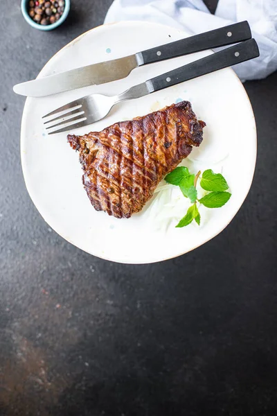 Biefstuk Grill Vlees Bbq Kalfsvlees Gegrilde Barbecue Tafel Gezonde Maaltijd — Stockfoto