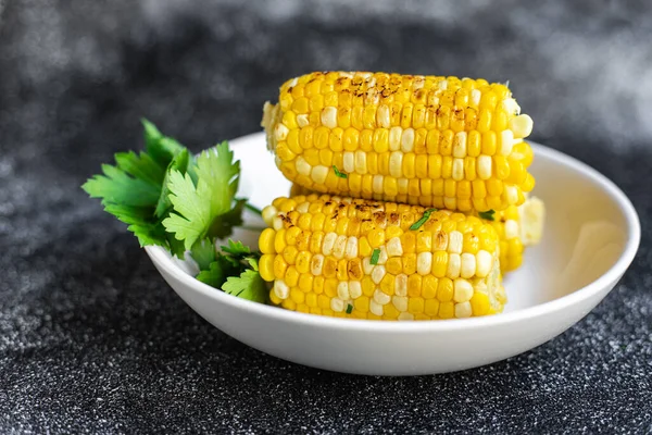 Kukuřice Gril Corncob Grilované Rychlé Občerstvení Jídlo Snack Kopie Místo — Stock fotografie