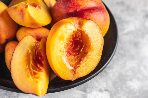 Nektarine Oder Pfirsich Süße Früchte Natürliche Dessert Süßigkeiten Mahlzeit Snack — Stockfoto
