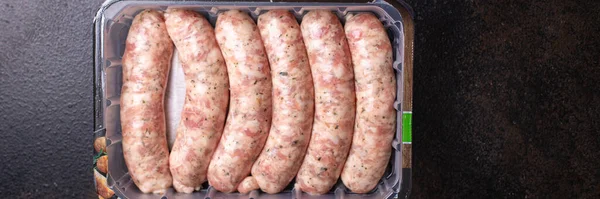 Rohe Wurst Fleisch Schwein Rind Idee Huhn Lamm Frische Portion — Stockfoto