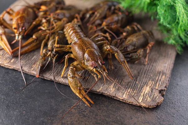 Cangrejos Río Mariscos Frescos Listos Para Cocinar Comida Productos Crudos — Foto de Stock