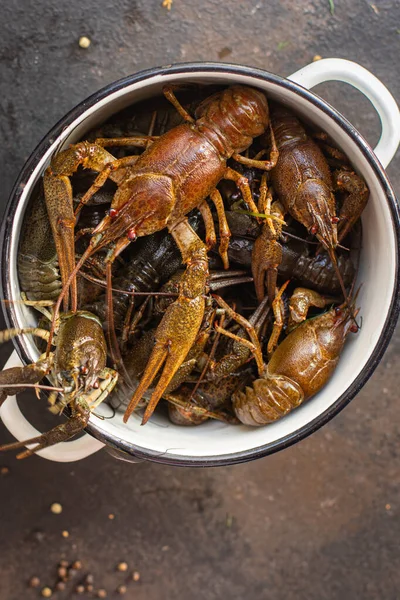 Cangrejos Río Mariscos Frescos Listos Para Cocinar Comida Productos Crudos — Foto de Stock