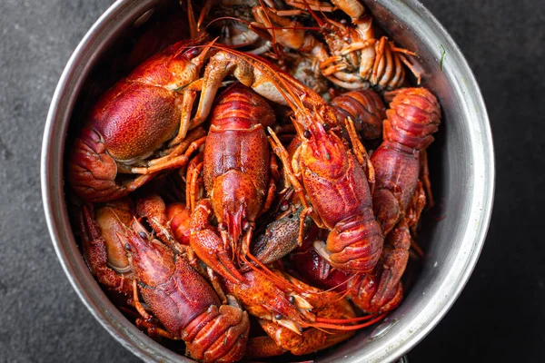 Cangrejo Fresco Snack Mariscos Cocidos Crustáceos Rojos Listos Para Comer — Foto de Stock