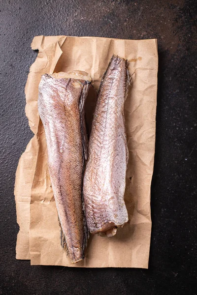 Kummel Vit Fisk Skaldjur Färsk Del Redo Att Äta Måltid — Stockfoto