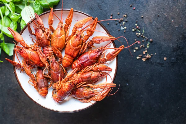 Rivierkreeft Vers Gekookte Zeevruchten Schaaldieren Klaar Eten Maaltijd Snack Tafel — Stockfoto