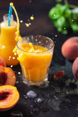 Şeftali, şeftali, şeftali, meyve, içecek, taze yemek, fotokopi, uzay, arka plan, kırsal.  