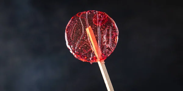 Lutscher Süßigkeiten Auf Stick Transparent Karamell Zucker Dessert Handgemachte Frische — Stockfoto