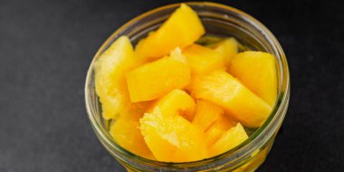 Ananas konserveleri tatlı meyve parçaları lezzetli çerezler lezzetli gurme yemek arkaplan masa üzerinde rustik üst görünüm fotokopi alanı keto ve paleo diyet vejetaryen ve vejetaryen gıda