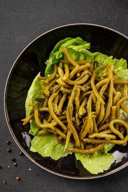 Çalı fasulyesi, yeşil fasulye, sebze, sebze, sebze, çerez, lezzetli, gurme, arka plan, masa, kırsal kesim, fotokopi alanı, vejetaryen ve vejetaryen yemekleri.