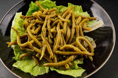 Çalı fasulyesi, yeşil fasulye, sebze, sebze, sebze, çerez, lezzetli, gurme, arka plan, masa, kırsal kesim, fotokopi alanı, vejetaryen ve vejetaryen yemekleri.