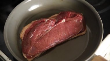 Ördek göğsü kızartma kümes hayvanları taze doğal lezzetli aperatif gurme yemek arka planı masa rustik üst görünüm fotokopi alanı