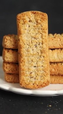 Toast bread grilletine breadcrumbs natural product tasty snack fresh delicious gourmet food background on the table rustic top view copy space