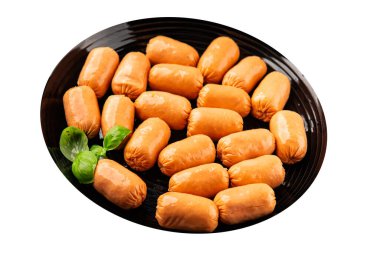 Sosis mini et porsiyon fast food doğal ürün lezzetli lezzetli gurme yemek arkaplan masa rustik üst görünüm fotokopi alanı