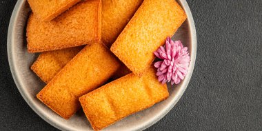 Finansal bisküvi tatlı tatlı aperatif taze lezzetli gurme yemek masası kırsal gıda üst görünüm fotokopi alanı