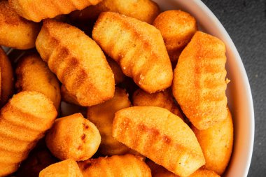 Madeleine tatlı bisküvi tatlı tatlı aperatif lezzetli leziz gurme yemek masası rustik yiyecekler üst görünüm fotokopi alanı