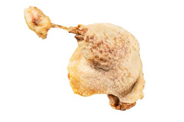 Ördek bacağı, haşlanmış et, kümes hayvanları sağlıklı yemek, ana yemek malzemesi aperatif taze yemek masası sofraya gurme yemek arka planı, kırsal yemek üst görünüm fotokopi alanı.