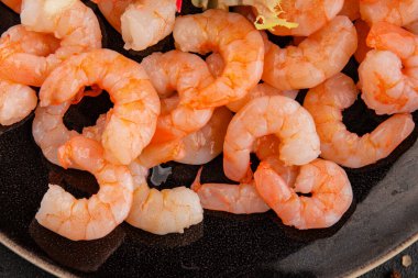 Karides salatası deniz ürünleri aperatifler lezzetli aperatifler taze gurme yemek arka planı masa rustik gıdalar üst görünüm fotokopi alanı pesseeter diyet