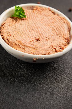 Ev yapımı Ppt kümes hayvanları tavuk veya hindi lezzetli aperatif taze gurme yemek arka planı masa kırsal gıdalar üst görünüm fotokopi alanı