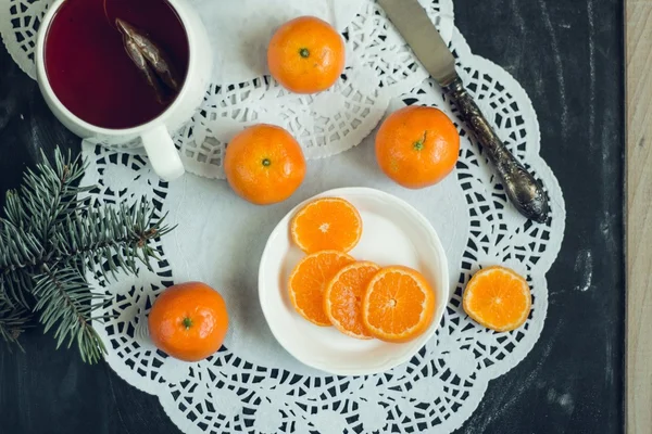 Mandarini, agrumi, succosi, anno nuovo — Foto Stock