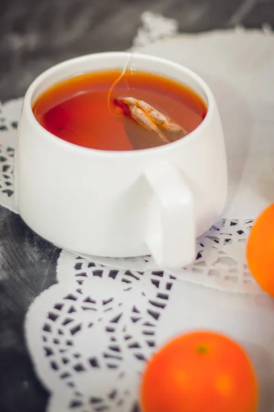 Tea, forró ital, mandarin, új év — Stock Fotó