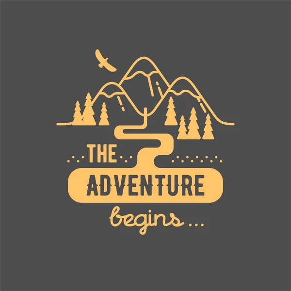 The adventure begin. Element for greeting cards, posters and t-shirts printing. — Stock Vector