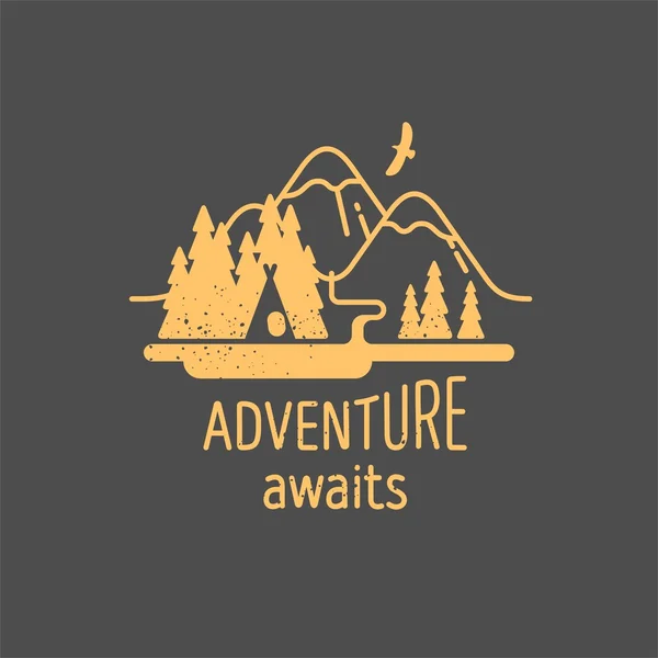 Adventure awaits. Element for greeting cards, posters and t-shirts printing. — Stock Vector