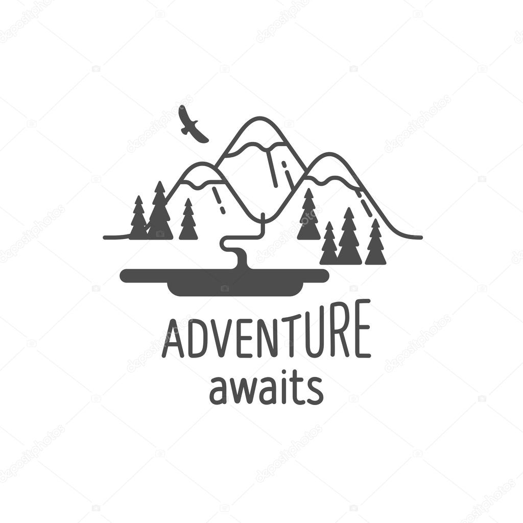 Adventure awaits. Element for greeting cards, posters and t-shirts printing.