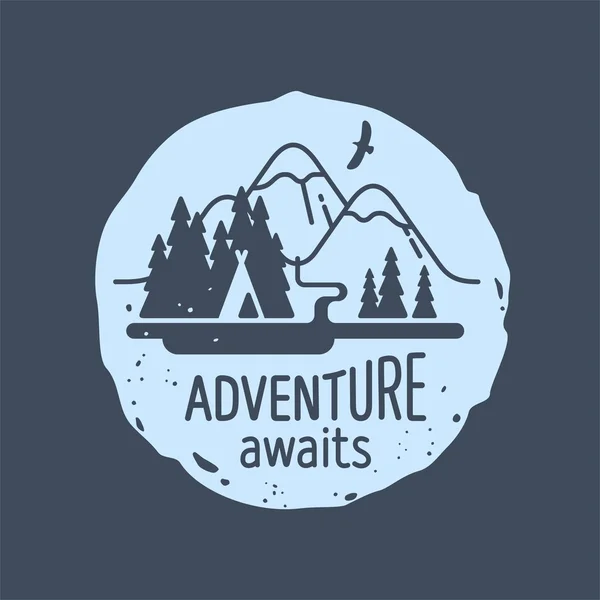 Mountain. Adventure awaits. Element for greeting cards, websites, posters and t-shirts printing. Vector illustration. — Stock Vector