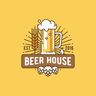 Bira evi. Bira evi, bar, pub, için etiket, rozet, logo, şablon ve tasarım öğesi bira şirketi, bira, Taverna, Restoran.