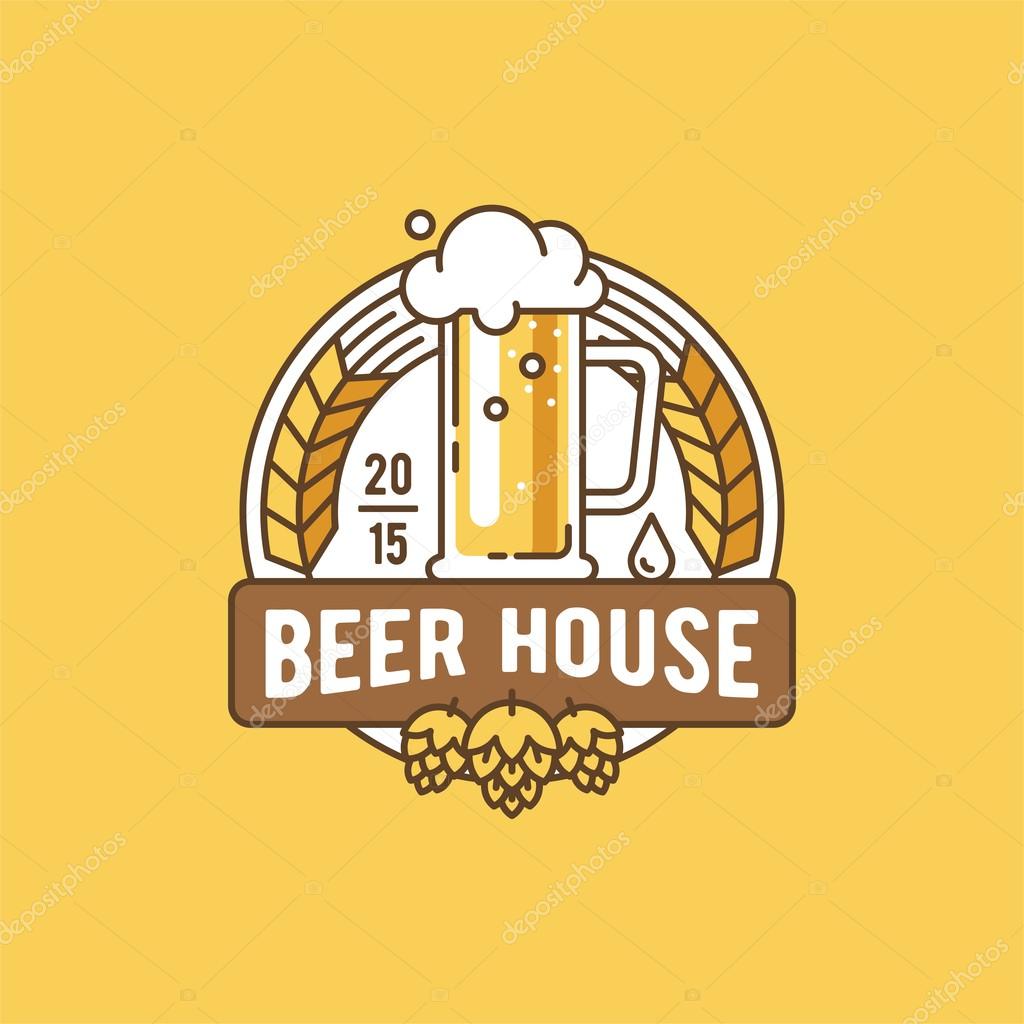 Beer house. Label, badge, logo, template and design element for beer house, bar, pub, brewing company, brewery, tavern, restaurant.