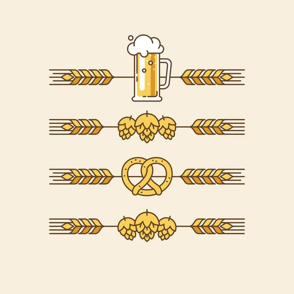 Bira Festivali, bira partisi, bira menü. Afiş, el ilanları ve iş tasarımı diğer türleri için doğrusal öğeleri. — Stok Vektör