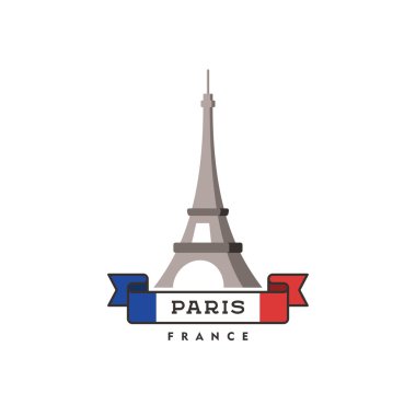 Paris 'teki Eyfel Kulesi. Fransa 'nın sembolü. Vektör illüstrasyonu.
