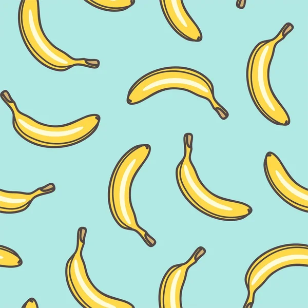 Sömlös vektor mönster av bananer på en blå bakgrund. — Stock vektor