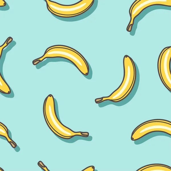 无缝矢量花纹的蓝色背景上的香蕉. — 图库矢量图片