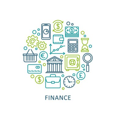 Bankacılık ve Finans. Vektör hat web Icon set.