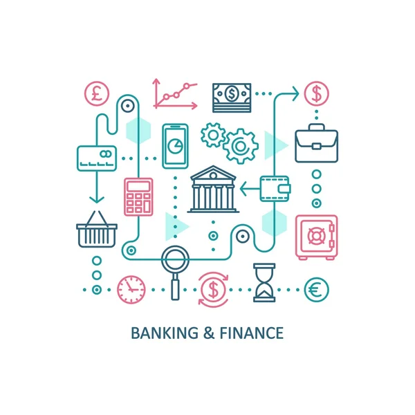 Banca y finanzas. Set de iconos web de línea vectorial . — Archivo Imágenes Vectoriales