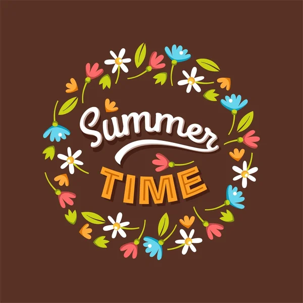 Summer time background with colorful flowers. Vector illustration. — Stock Vector