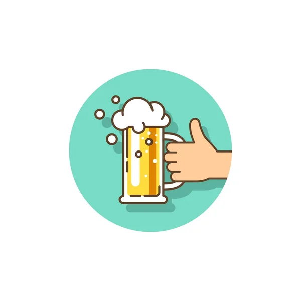 Männliche Hand hält einen Bierkrug. Vektor-Symbol für Web, Poster, Einladung zur Party - Zeit zum Trinken. — Stockvektor