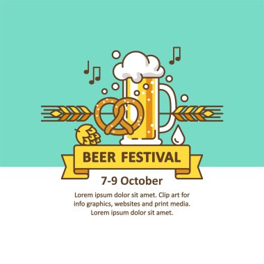 Bira Festivali. Afiş, el ilanları, afişler ve iş tasarımı diğer türleri için vektör çizim.