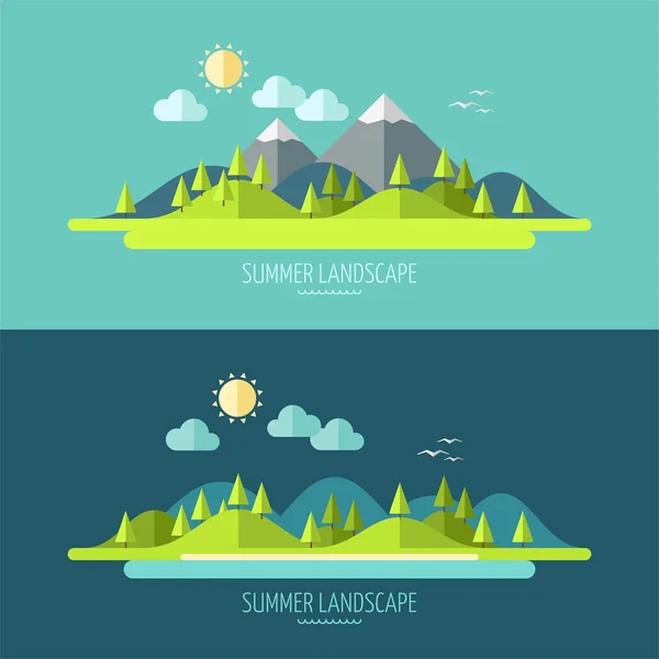 Diseño plano naturaleza paisaje — Vector de stock