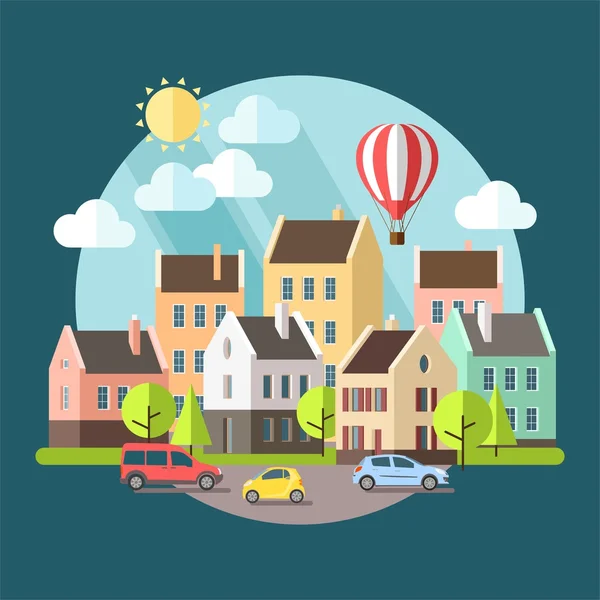 Illustration de paysage urbain design plat — Image vectorielle