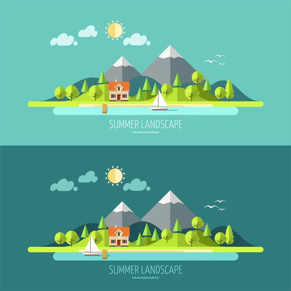 Naturaleza - paisaje de verano . — Vector de stock